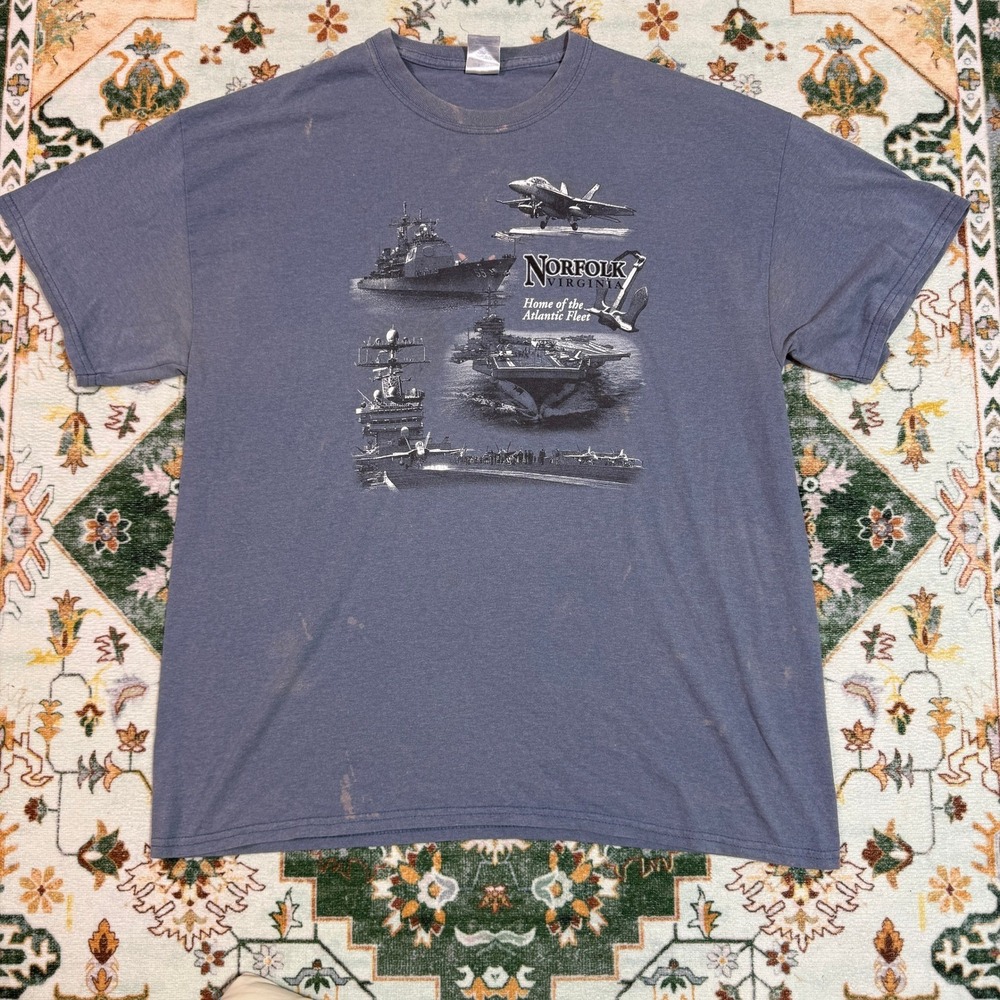 Men's Gildan Norfolk Virginia Navy Military Graphic T-Shirt Size XL